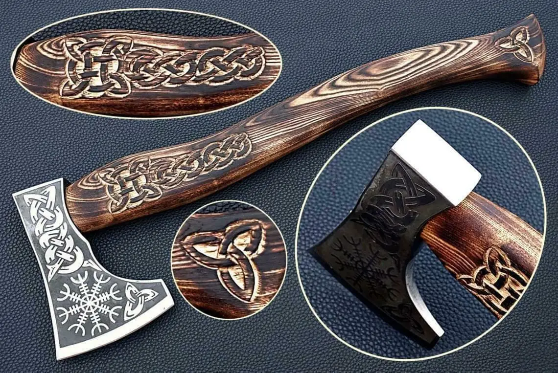 1095 топор с рельефной головкой из высокоуглеродистой стали деревянной ручкой