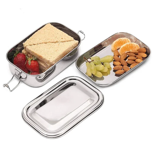 lunch box 550 ml multi grids SS lunch box with leak pro lid & spoon portable durable lunch container for kid adults