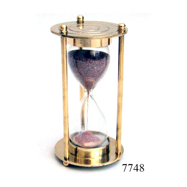 Nautical Brass Hourglass Sand Timer in Polish nautical antiques hourglass timers for home and office decor