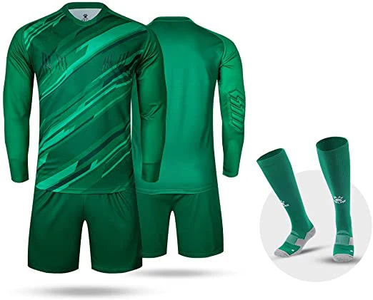 Men Kid Custom Padded Goalkeeper Soccer Jersey and Shorts, Youth Goalie Apparel Shirt and Pants, Boys Girls Keeper Kit