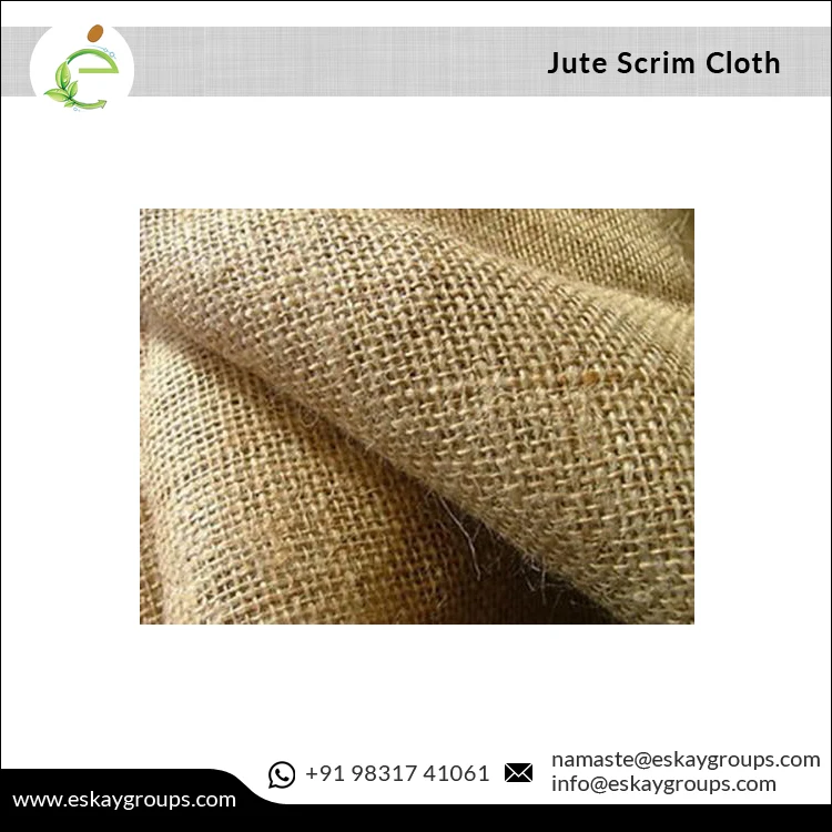 Real Salvage or Leno Salvage Pattern Breathable Jute Hessian Scrim Cloth Available in Bale and Roll Form