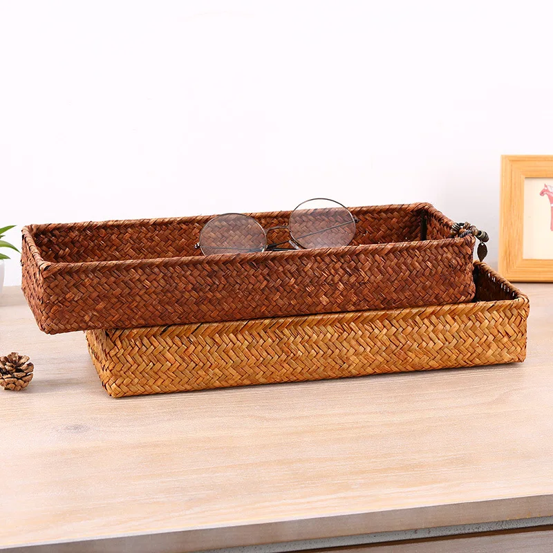Лидер продаж на Amazon, декоративная плетеная деревянная корзина для хранения ручной работы из ротанга