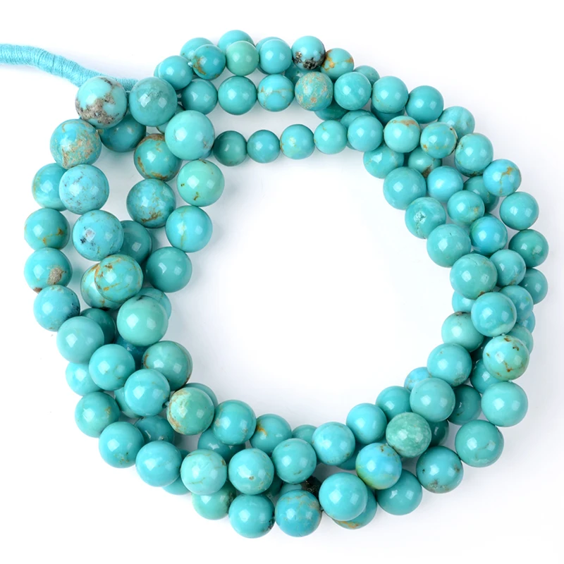 Top Grade Quality Arizona Turquoise Plain Smooth Round Shape Gemstone Beads