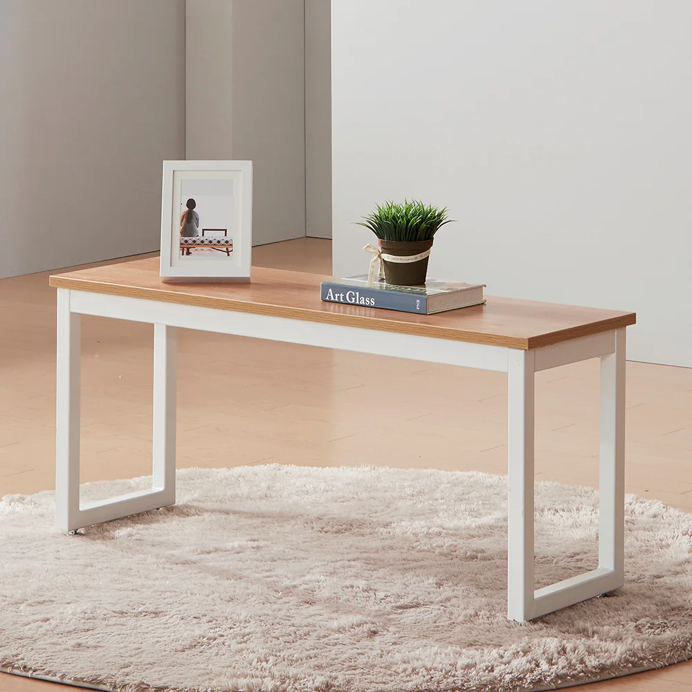 Design/modern Home/office Furniture, Wooden Metal Steel square Frame Dining Table Double Bench Chairs for Dining Room