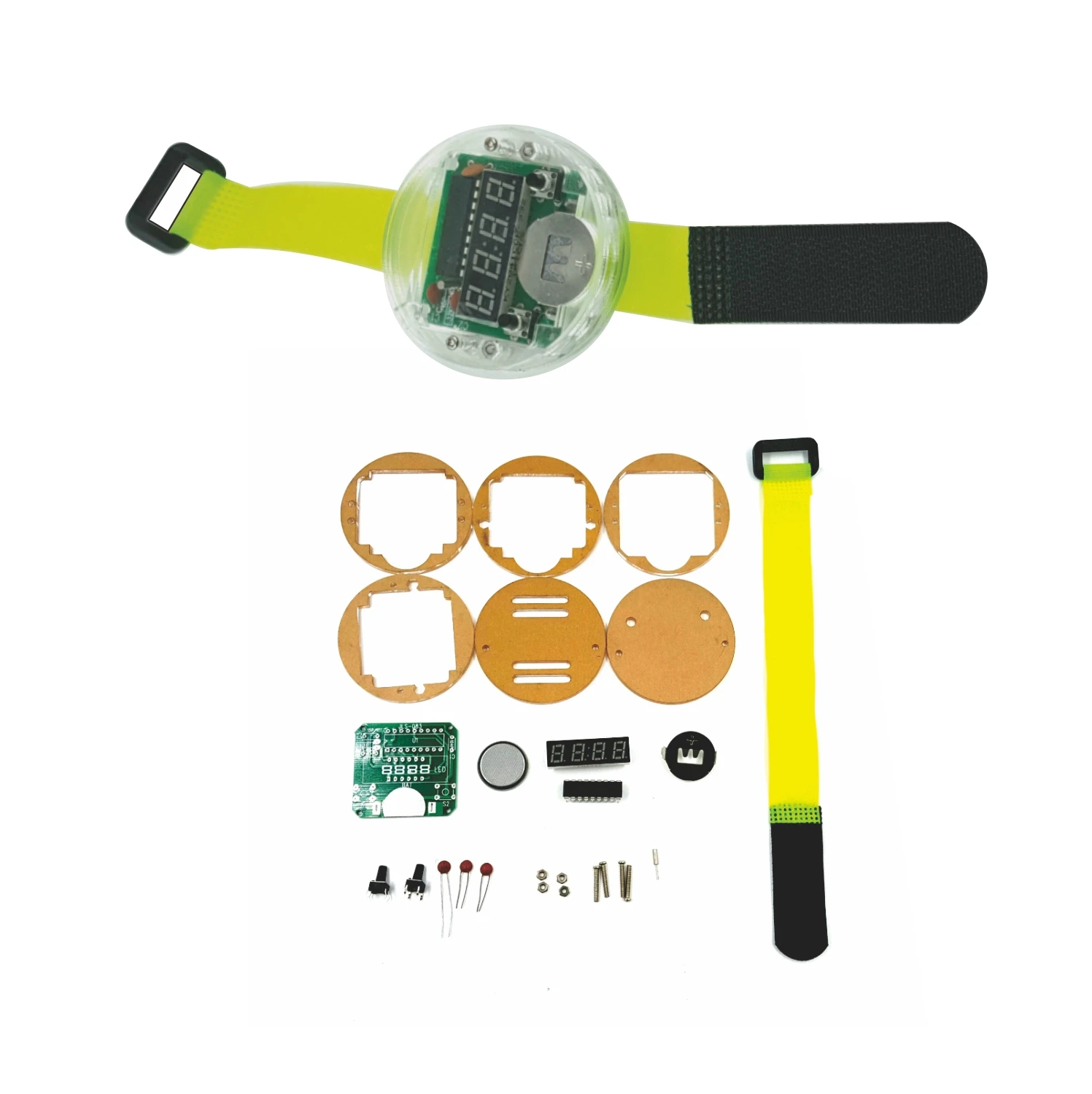 Single IC Chip LED Digital Watch Electronic Clock DIY Kit With Transparent Cover