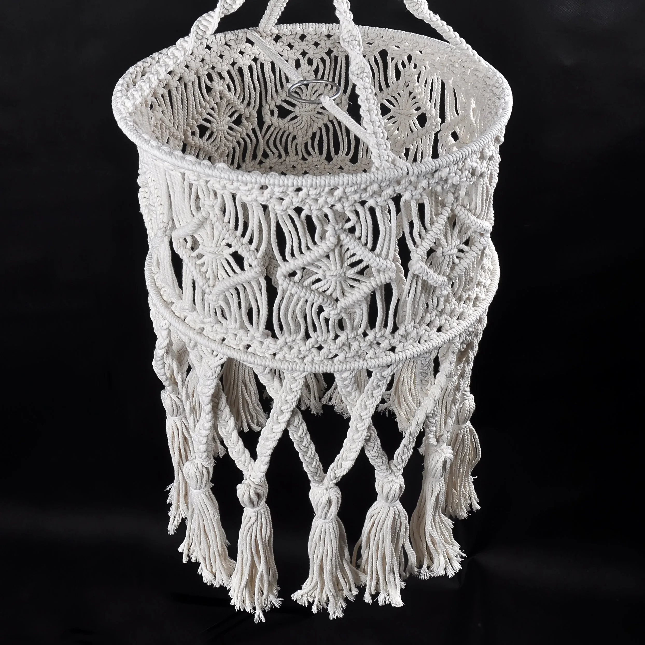 Hand Woven Macrame Lamp Shade Hanging , Macrame Rope For Home Decoration