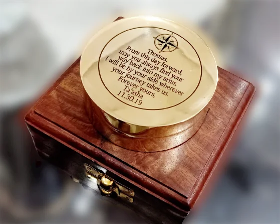 Sundial Compass Anniversary Gift Sundial Compass, Engraved Nautical compass Camping Hiking