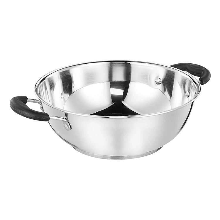 2022 Hot Selling Iron Kadhai Induction Bottom Non Stick Stainless Steel Cookware Sets Steel Lid Gift Box & Master Carton 1000pcs