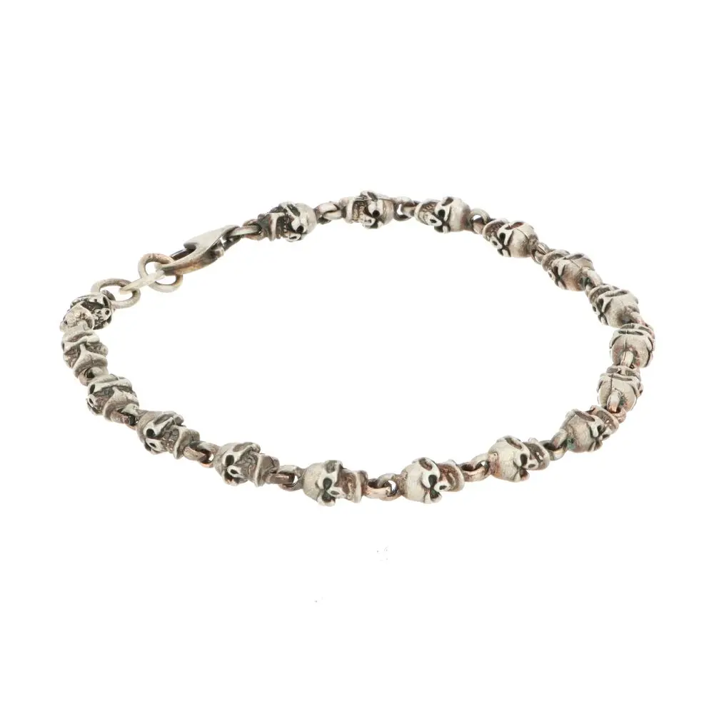 Best Price Man Bracelet With Skulls Silver 925 Italian Handmade Punk Rock Design Customization available
