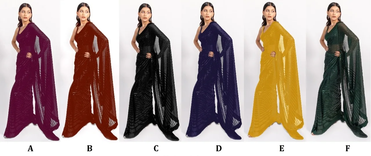 India &  Pakistani Wear Fancy Sequence Work Saree With Bangalory Sequence Work Blouse Piece / Best Quality Low Rate Saree