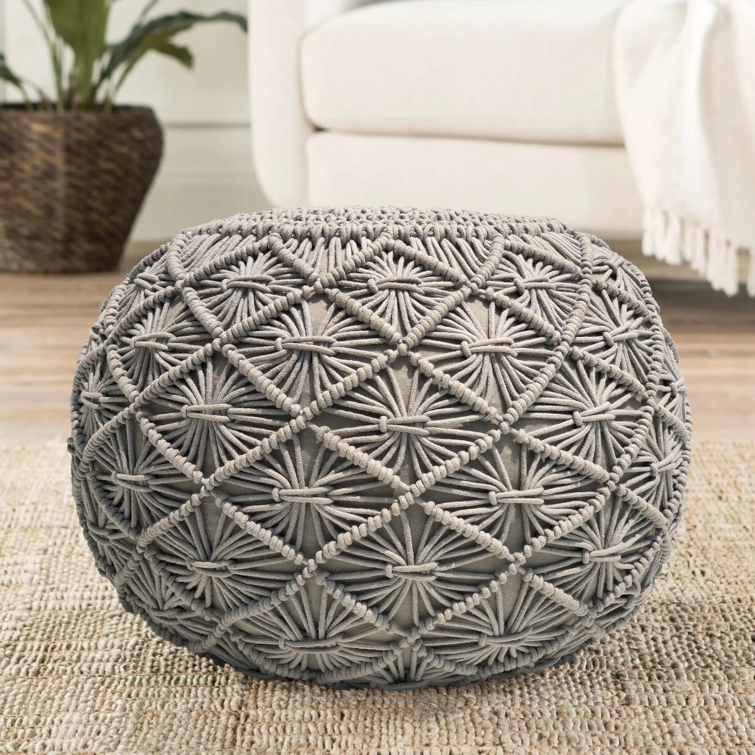 Wholesale Bohemian Design Handmade Macrame Pouf Export Quality Products by Isar International