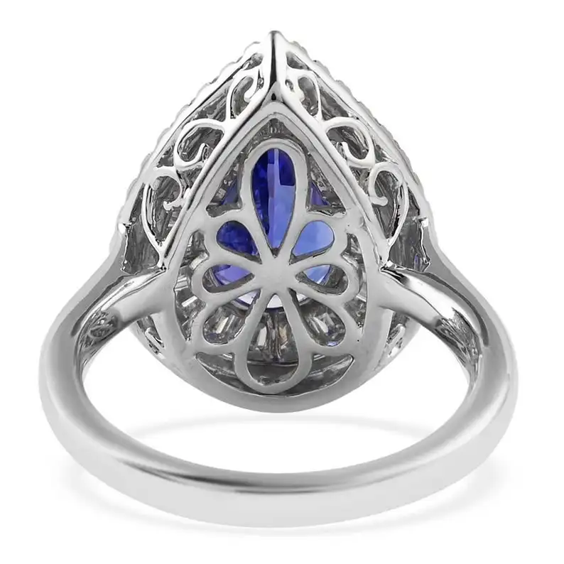 AAA танзанит груша Танзанит масок Diamond Gold за серебро сплошной для женщин обручальное кольцо натуральный ювелирные изделия ручной работы