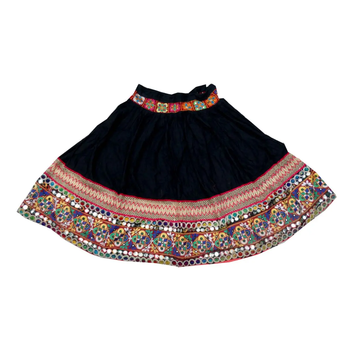 Vintage Fabric Ghaghra Authentic Indian Banjara Skirt Multi-Color Rabari One of a Kind Traditional Hand Embroidered