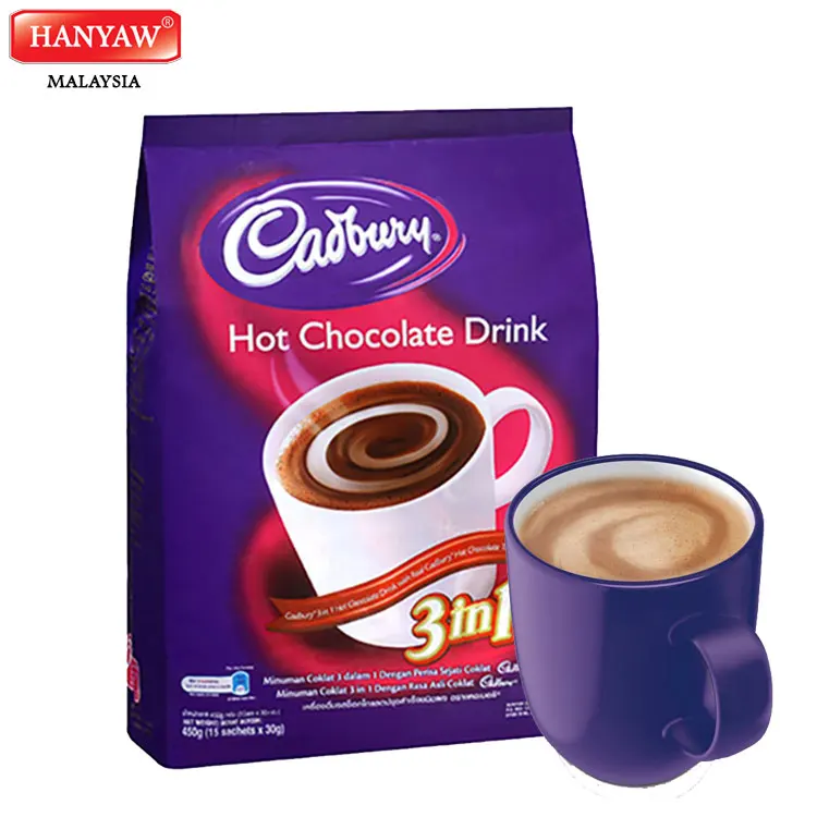 [Малайзия] Быстрая доставка + Halal Сертифицированный Cadbury 3 в 1 напиток горячего шоколада (18 мешков x 450 г/картонная коробка)