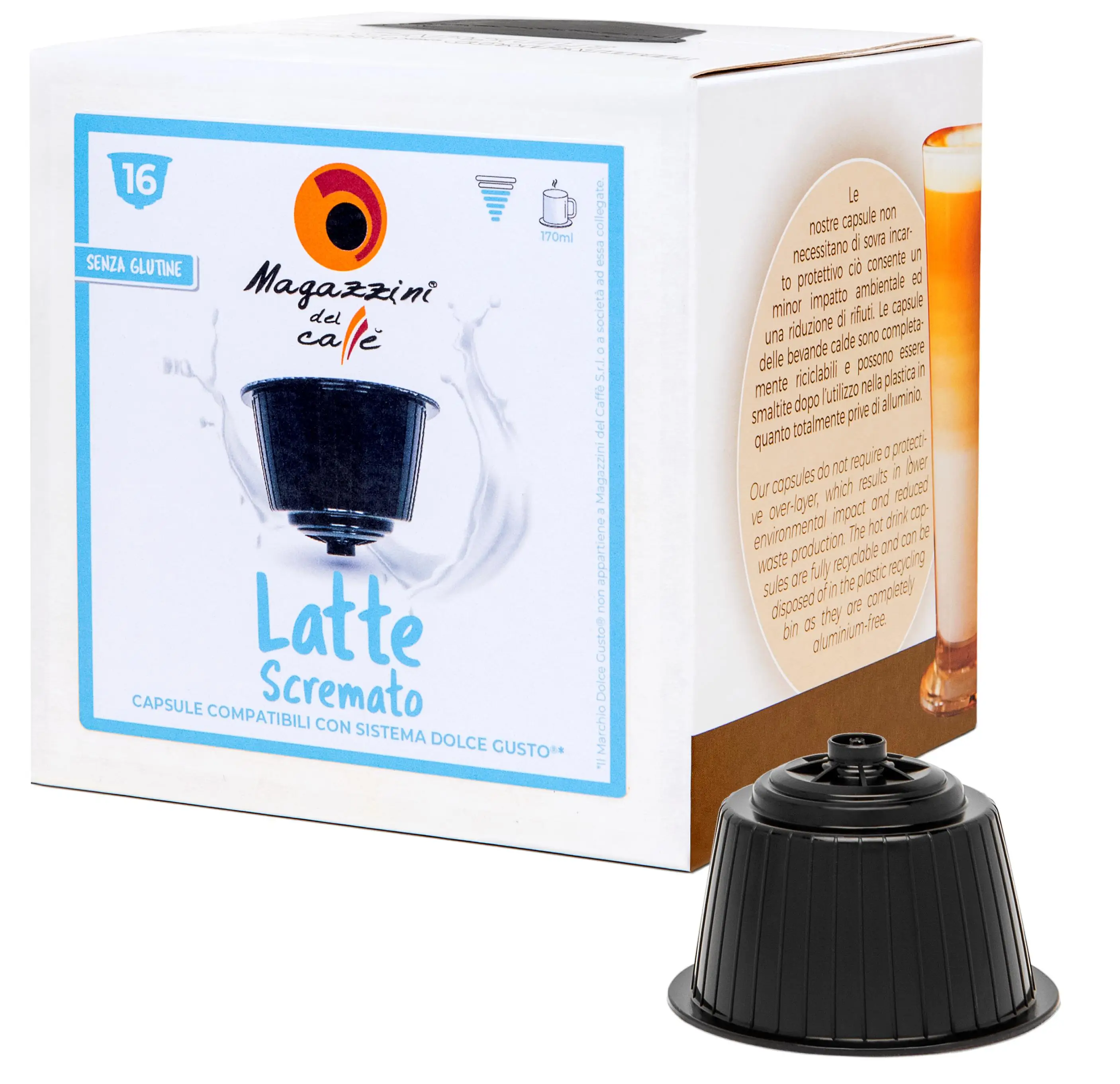 
Italian Skimmed Milk Dolce Gusto* compatible coffee capsules- 16 cps box 
