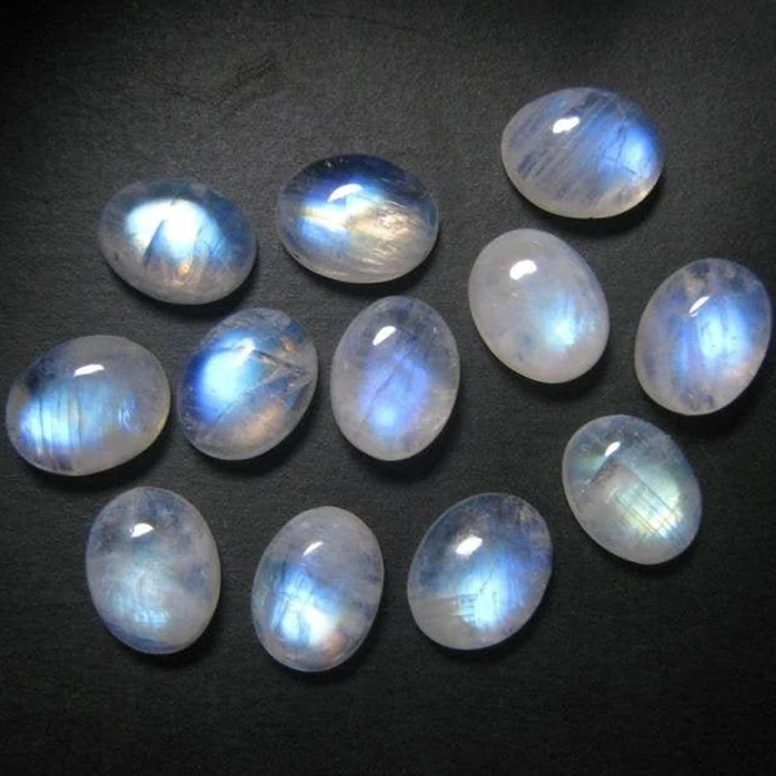 Natural  rainbow moonstone plain oval certified loose gemstones