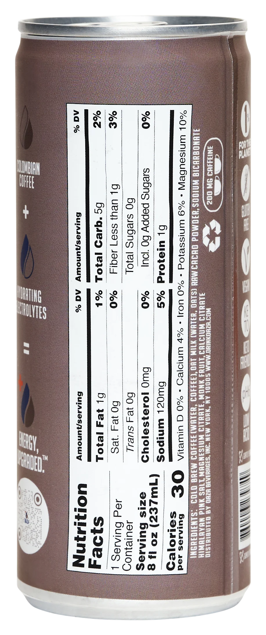 OAZA High Performance Cold Brew Hydrate Your Coffee Ready to Drink Cacao Mocha 8 Fl Oz Pack of 12