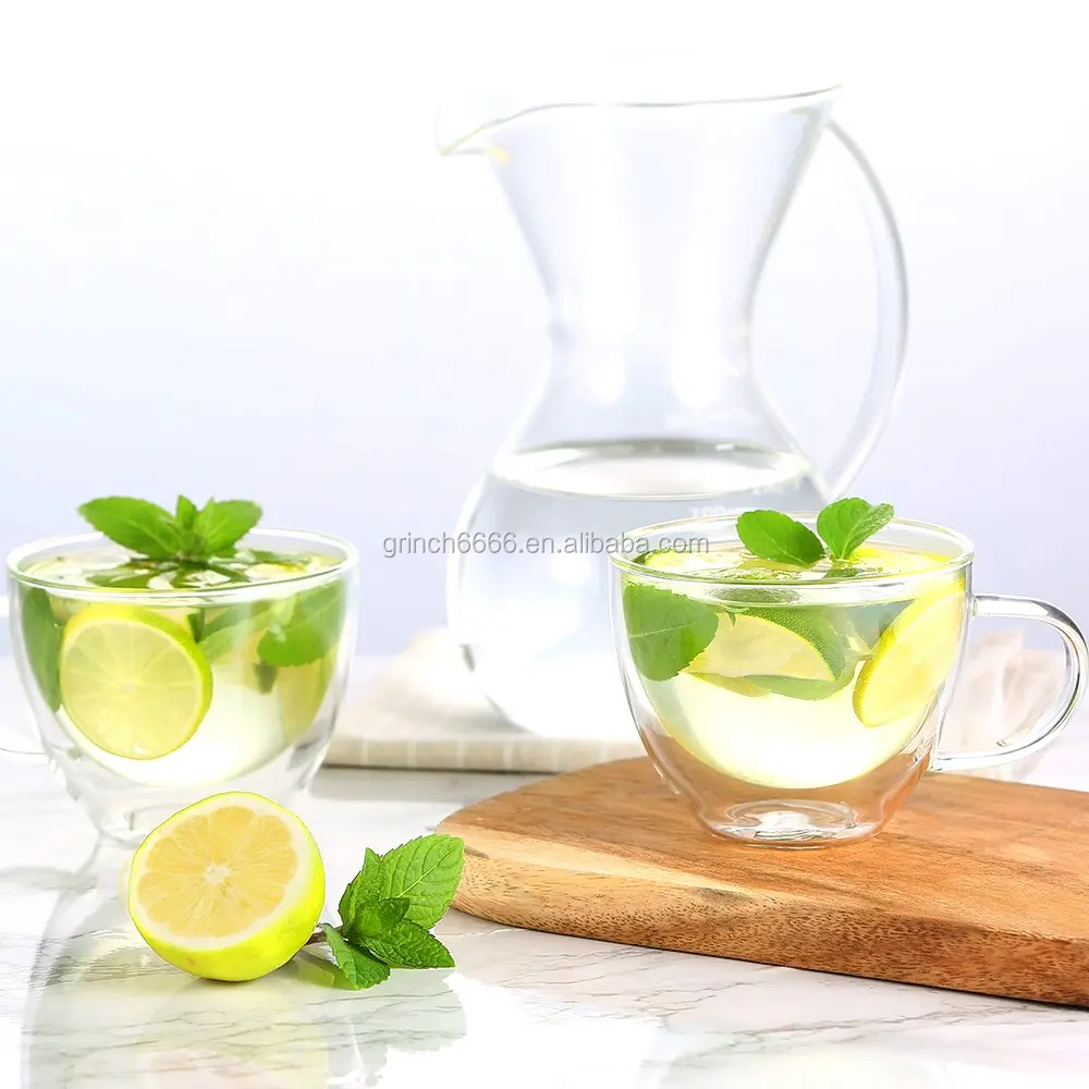 Двухслойные стаканы для капучино с ручкой латте Macchiato стеклянные молочного сока 350 мл