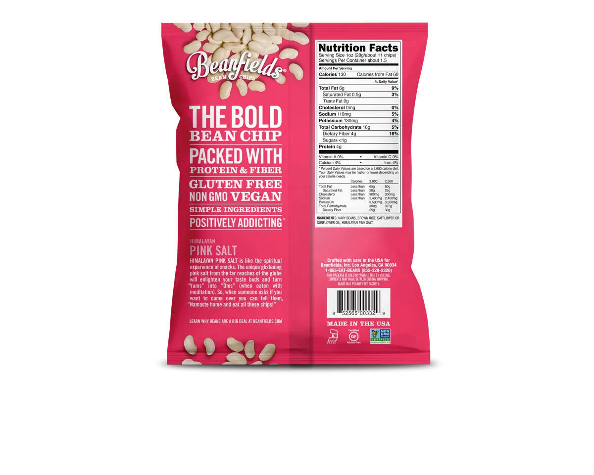 Bean Chips Beanfields Himalayan Pink Salt Vegan Bean Chips 1.5oz Case Made In USA