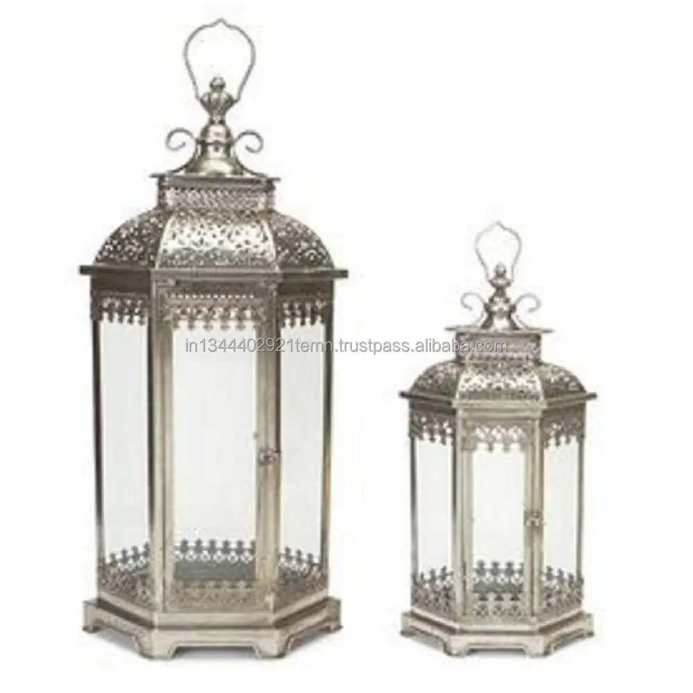 Interior Home Decoration Luxury Metal Stainless Steel Lantern Wedding Candle for Garden
