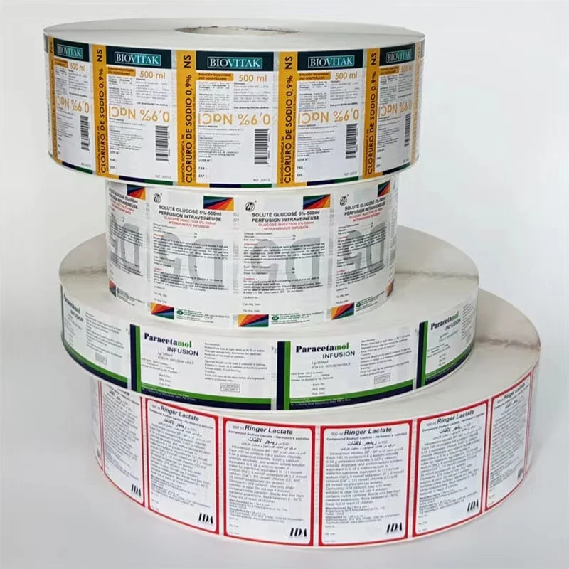 Printing Logo PVC Waterproof glossy Vinyl Stickers Cough Syrup Medicine bottle cosmetic Label