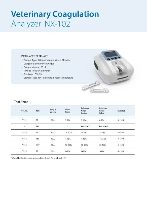 Veterinary Coagulation Analyzer Wondfo APTT Reagent Test Kits Test Strip Pet Clinic Veterinary Use