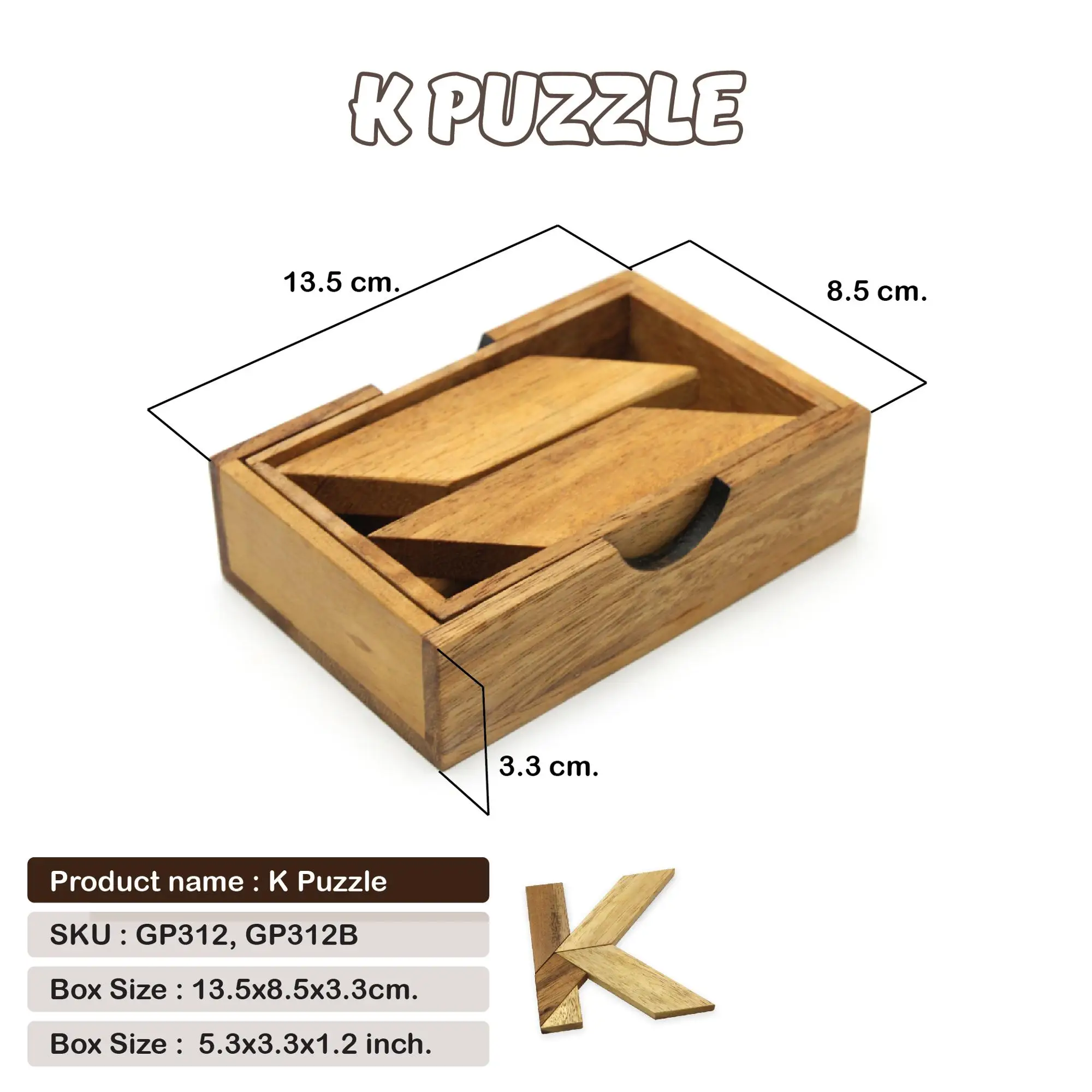 K Puzzle Designs Home Decor Table in Wooden Cover Box from Monkeypod Wood for Brain Teaser and Kids Educational Learning