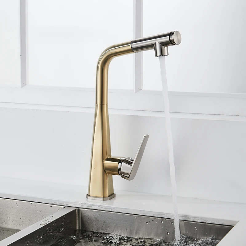 Matte GOLD Kitchen Sink Faucet Pull Down Kitchen Faucet Single Handle Mixer Tap 360 Rotation Torneira Cozinha Mixer Tap