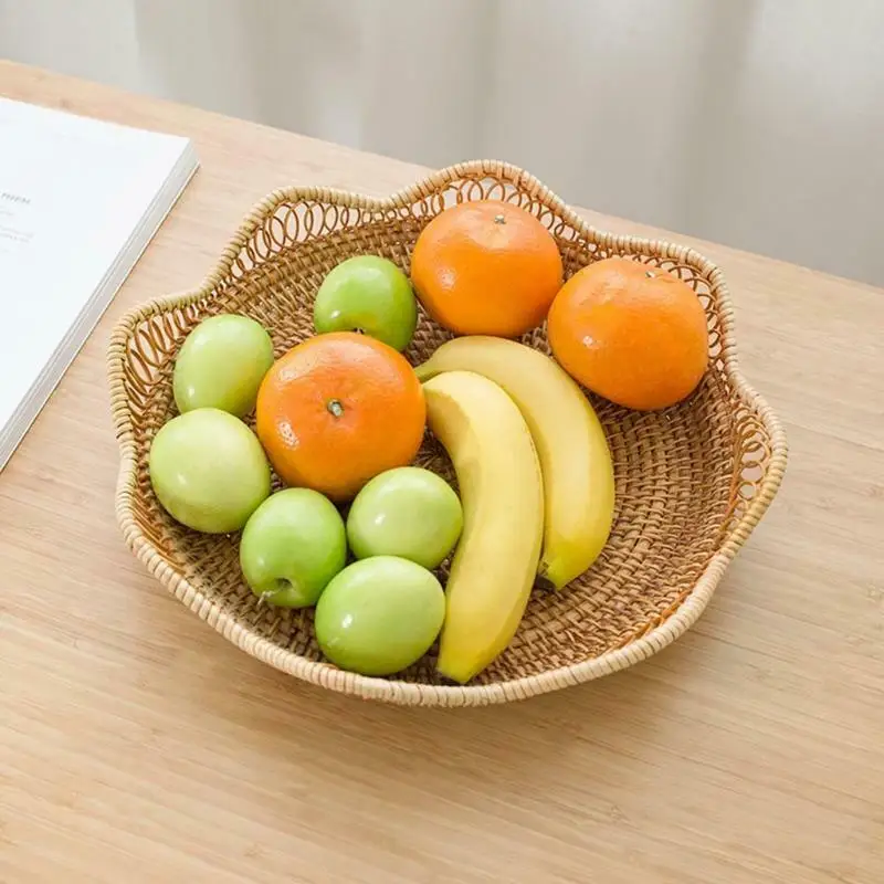 Натуральная волнистая рамка из ротанга Бамбуковая фруктовая чаша плетеная корзина поднос для хлеба сделано во Вьетнаме