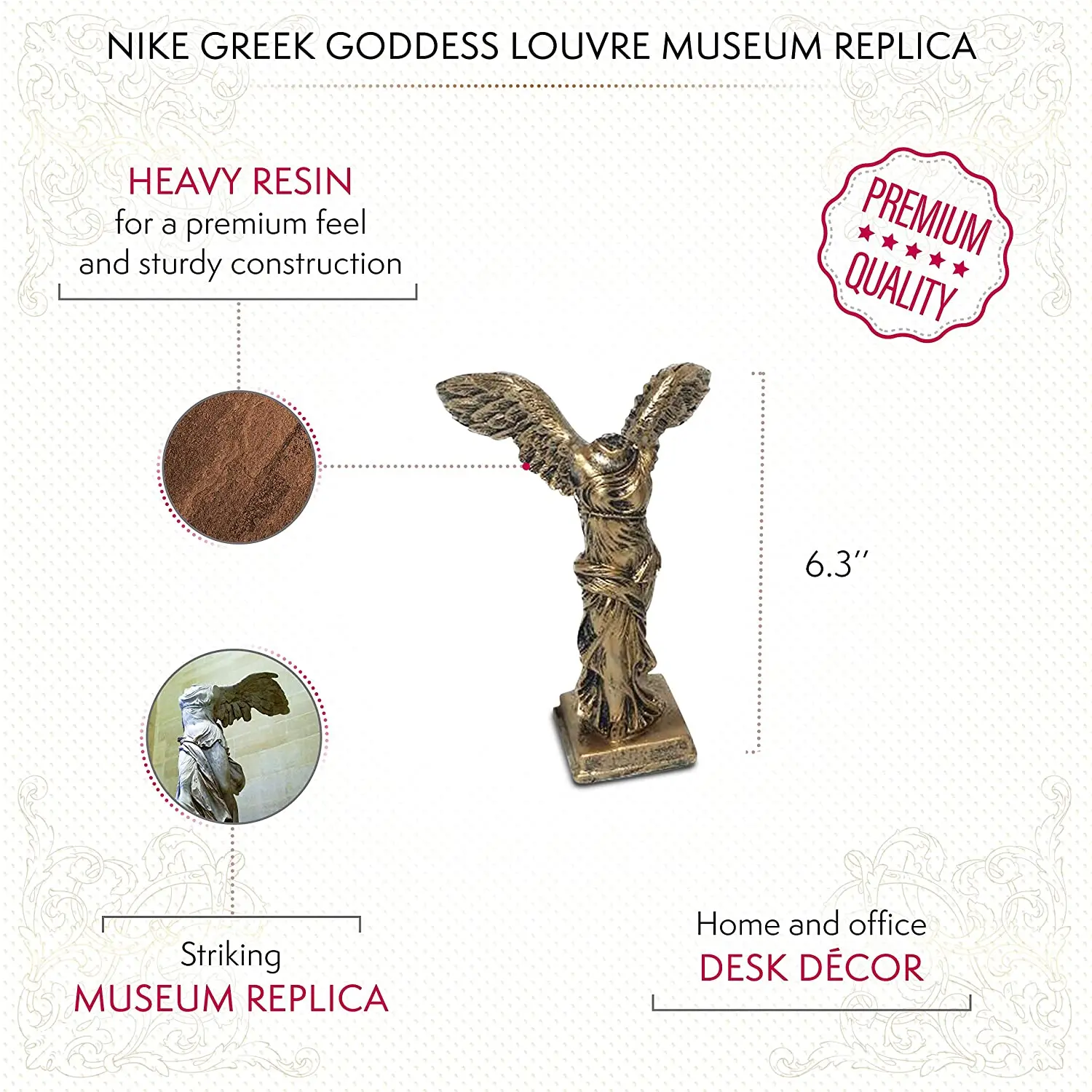 Baroque Royal Winged Victory of Samothrace Statue Nike Greek Goddess Louvre Museum Replica Heavy Resin Sculptures and Statuettes