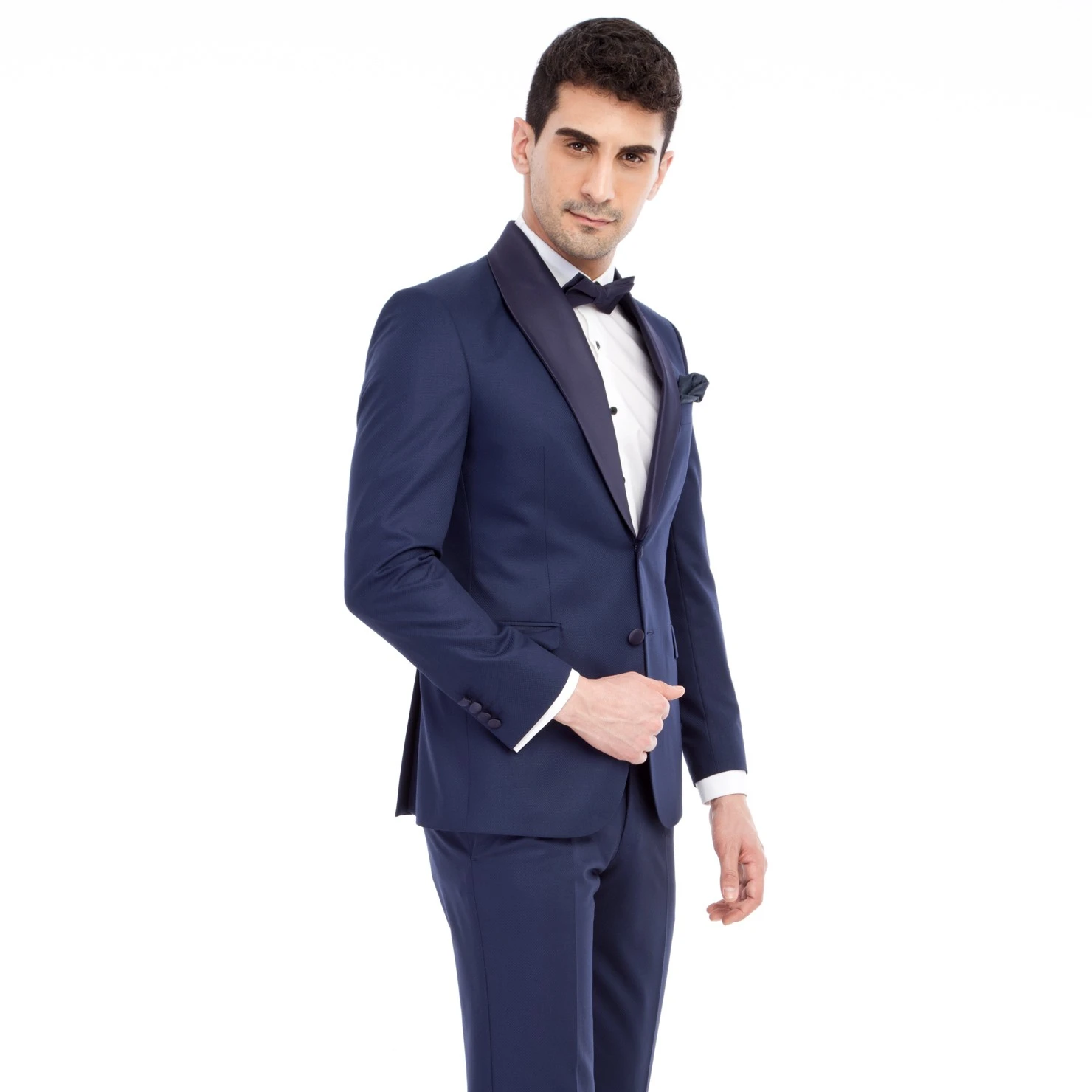 
Kigili Dark Men Slim Fit Shawl Collar Navy Blue Tuxedo / Groom 