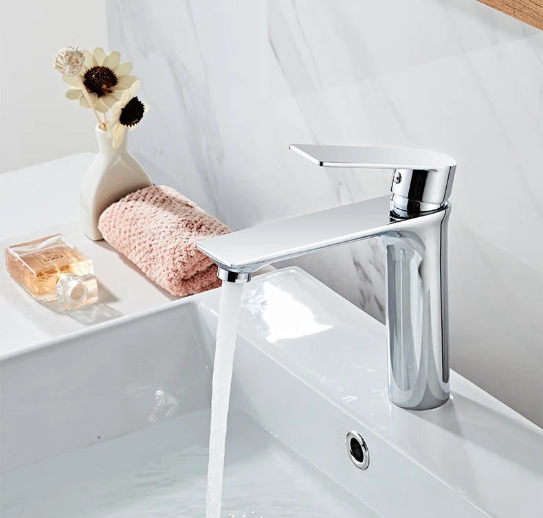 Standard Deck Mount Mixer Wash Single Hole Basin Chromed Taps Bathroom Faucet