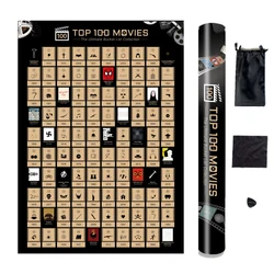 Scratch Off Movie Poster with 100 Films & 20 TV Shows,Bucket List Custom Printing 100 Movies Scratch Off Poster