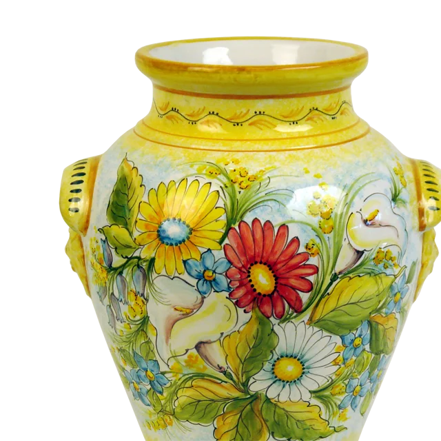 Handmade italian pottery flower home decoration ceramic jar