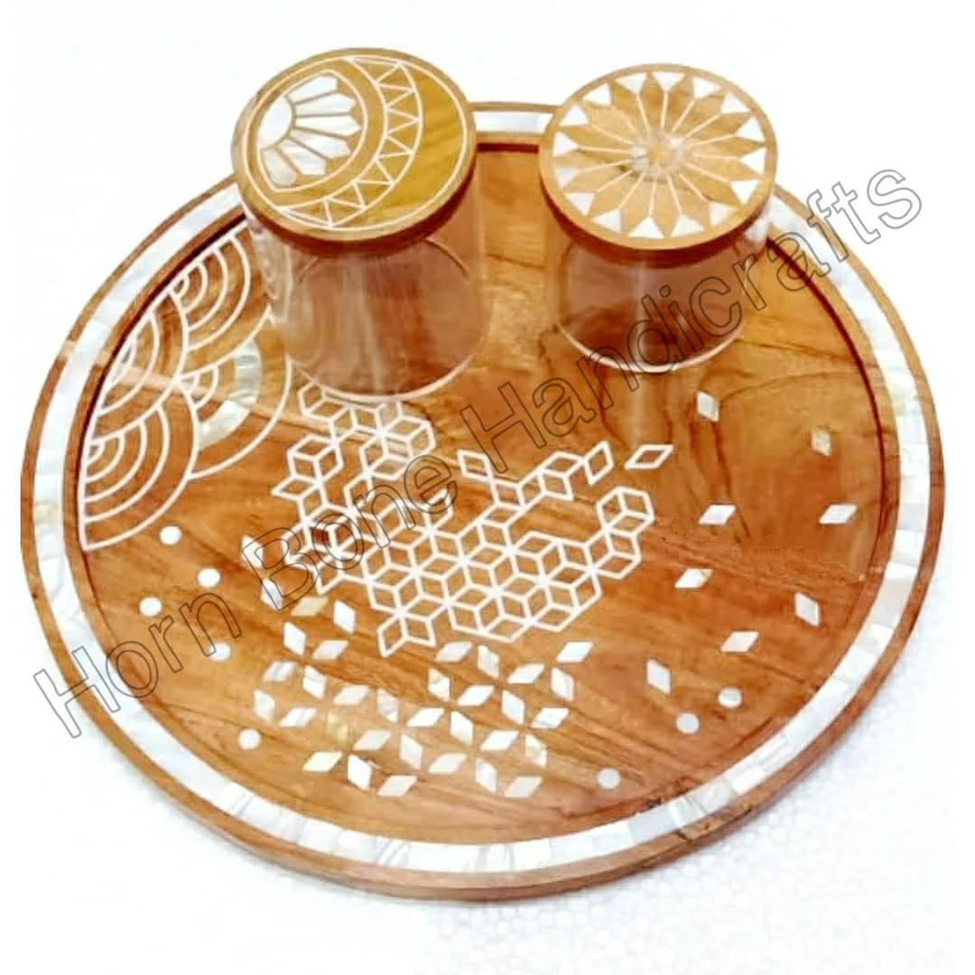 Mother of Pearl Inlay Wooden Serving Tray/ Acacia Wood Pearl Inlay Chocolate Packaging Trays Giveaways for Ramadan and Eid Gifts