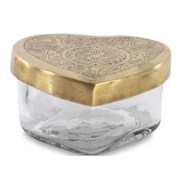 Decorative Jewelry Box and Copper Metal Clear Glass Organizers Storage Accent Wedding Bridal Party Gift 10x7x4 Inch