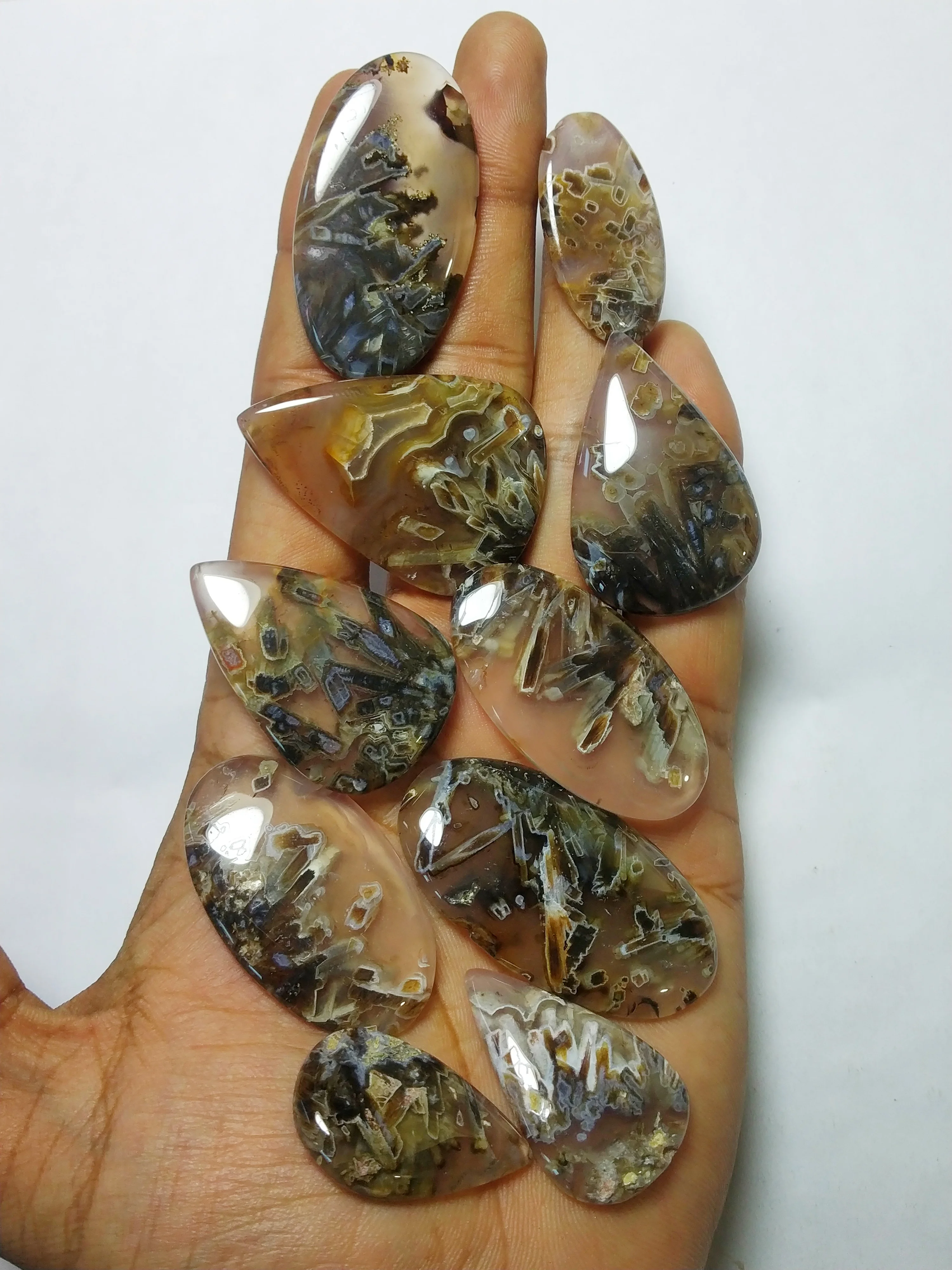 nice quality free size cabochons mix shape turkish stick agate