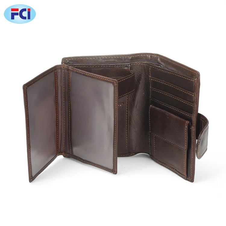 Men Wallet Oil Wax Cowhide Genuine Leather Wallets Coin Purse Clutch Hasp Open Top Quality Short Wallet