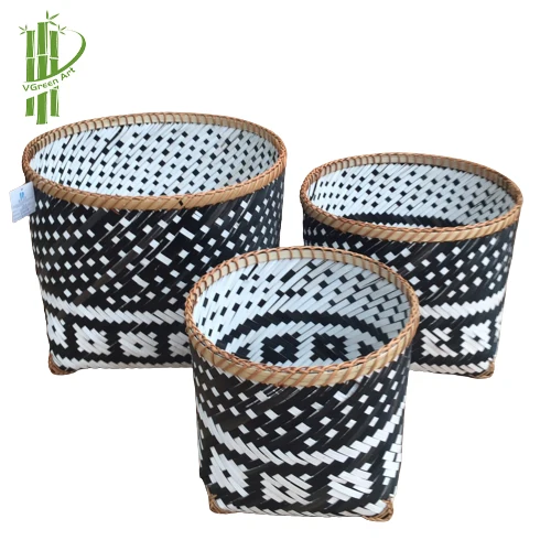 LIGHT AND DURABLE laundry basket woven bamboo baskets pattern with lid storage boxes & bins boho Home Storage & Organization
