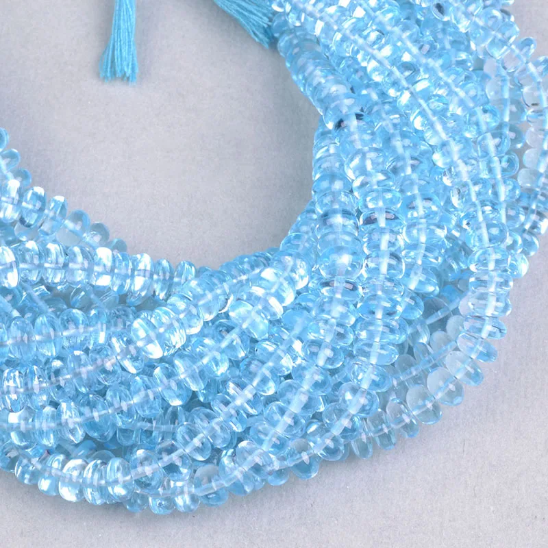 Thanksgiving Sale 6-7mm Sky Blue Topaz Smooth Rondelle Shape Beads Plain Blue Topaz Wholesale Gemstone Beads