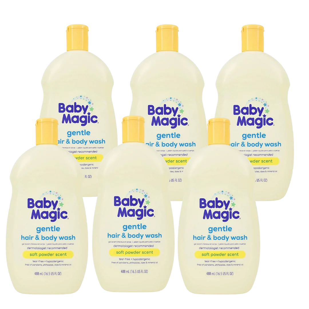 Детская Волшебная мягкая мойка для волос и тела, календула и кокосовое масло без парабенов, фталаты, сульфаты, красители 16,5 унции (упаковка из 6 шт.)