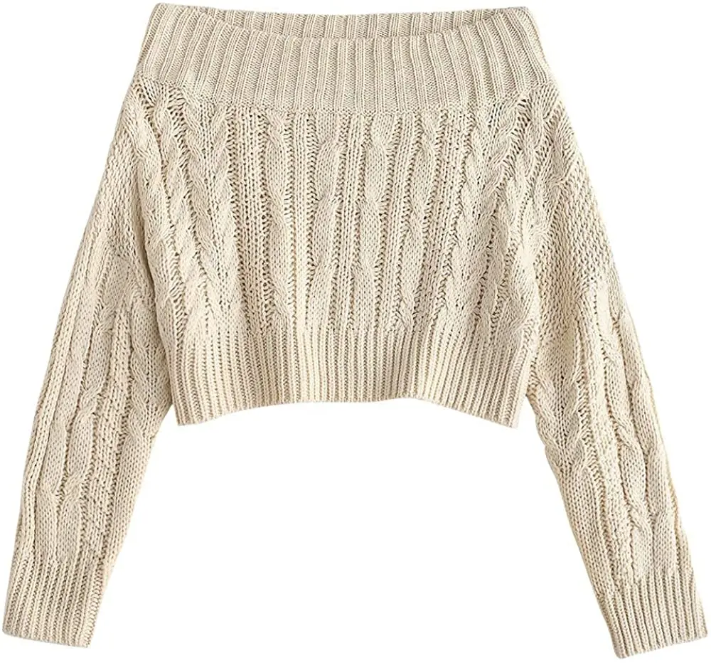 Womens Sweater Womens Casual Jumper Boat neck Regular Fit Jumper Cable Knit Sweater