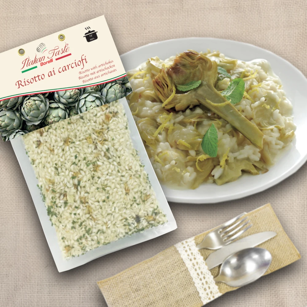 High quality 300 g wholesale retail Risotto with artichokes NO GMO ready to be cooked italian rice with flavor