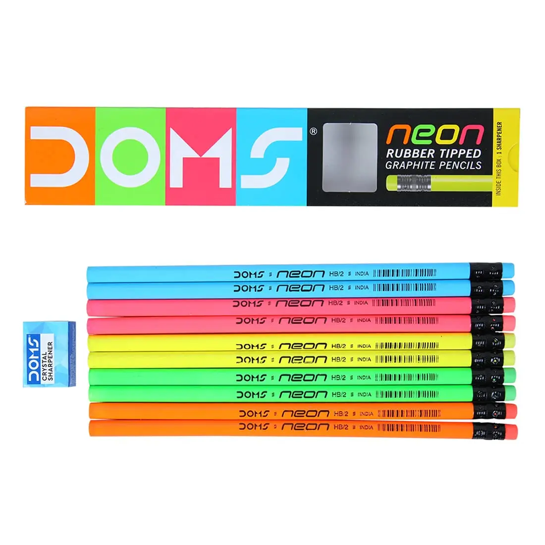 Standard Wooden Pencils Premium Quality Round Wood Doms Neon Rubber Tippede Extra Dark Lead HB Pencils