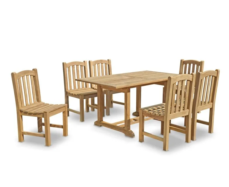 Solid Teak Wood Dining Table Set Garden Furniture