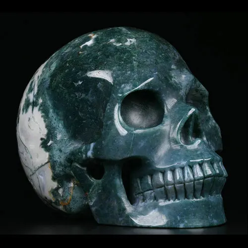 Mr Skull Wholesale Crystals 5 inches Green Moss Agate Skulls Large  Home Crystal Decor   Natural Gemstone Crystal