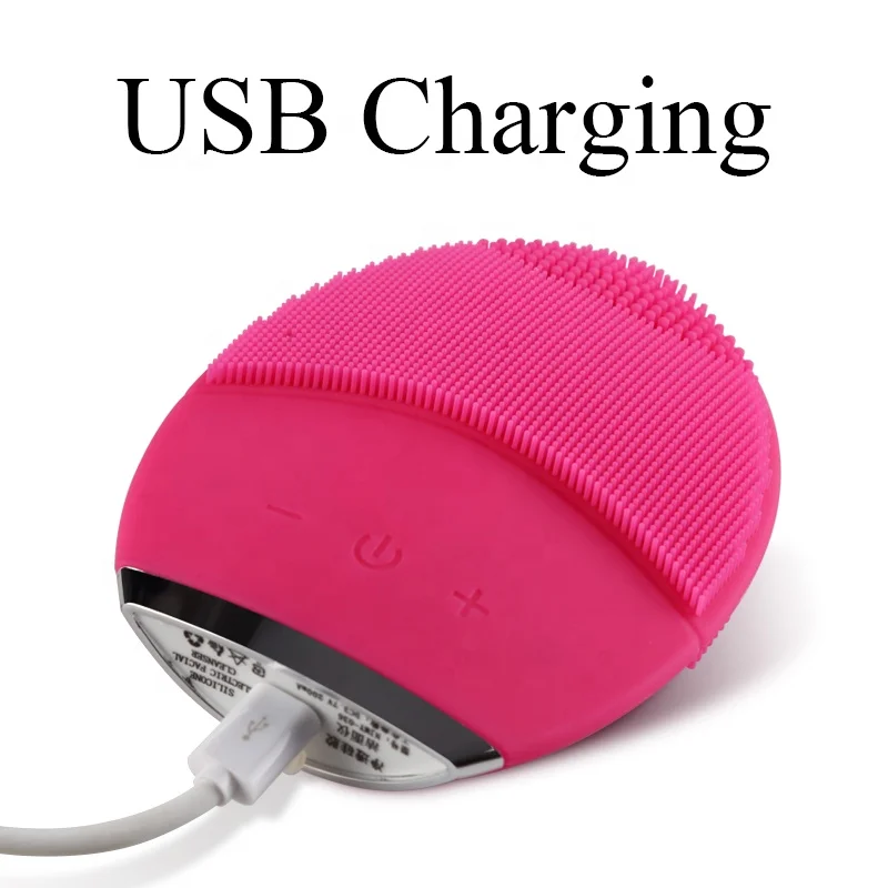  Double Sided Rechargeable Waterproof Electric Sonic Face Cleansing Brush Silicone