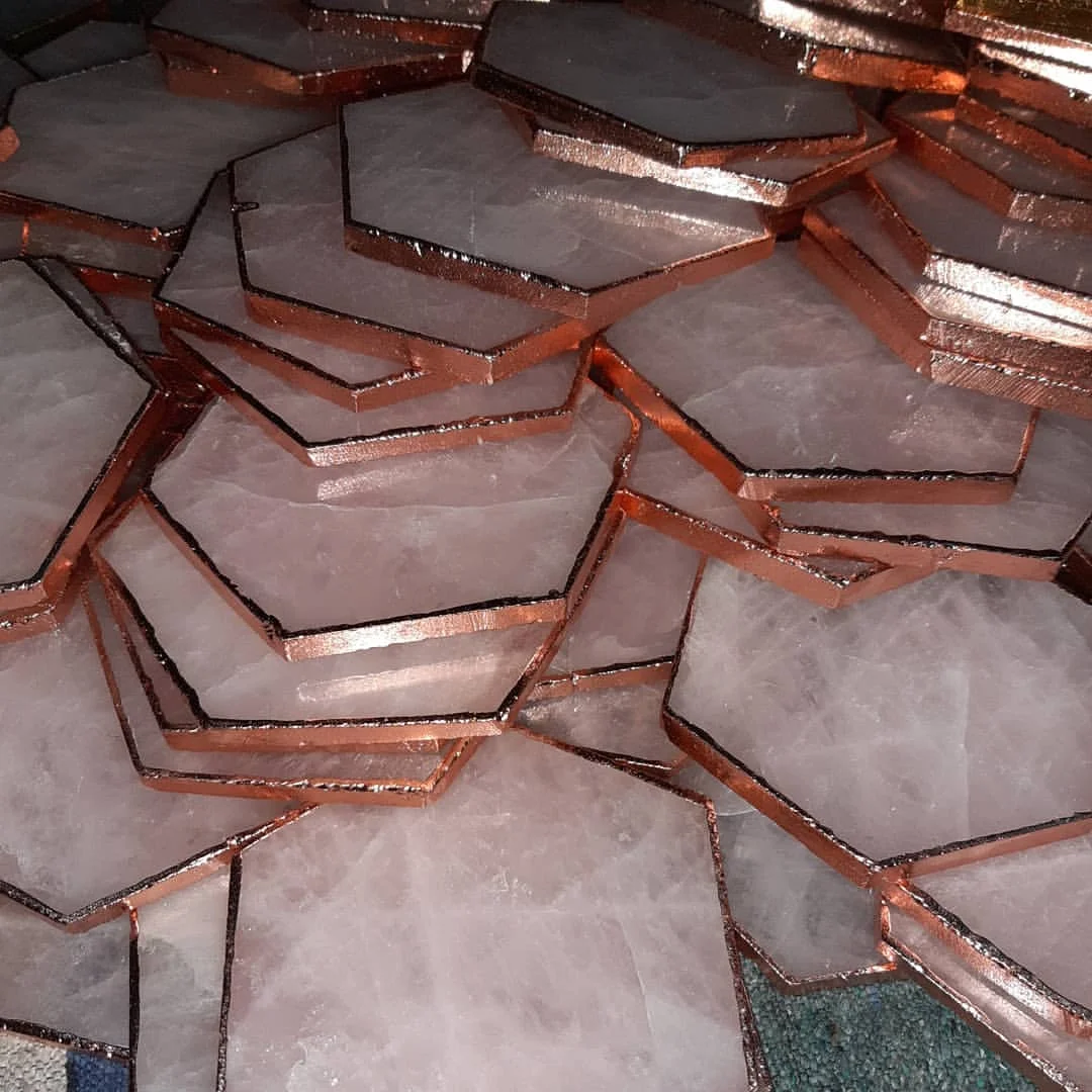 Best Selling Crysal Wholesale Natural Rose Quartz Hexagon coaster for Healing Meditation Metaphysical Homedecor Gemstone coaster