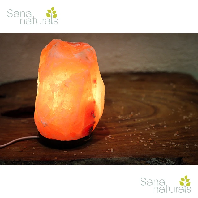 Гималайские соляные лампы ручной работы для украшения дома с деревянным основанием
