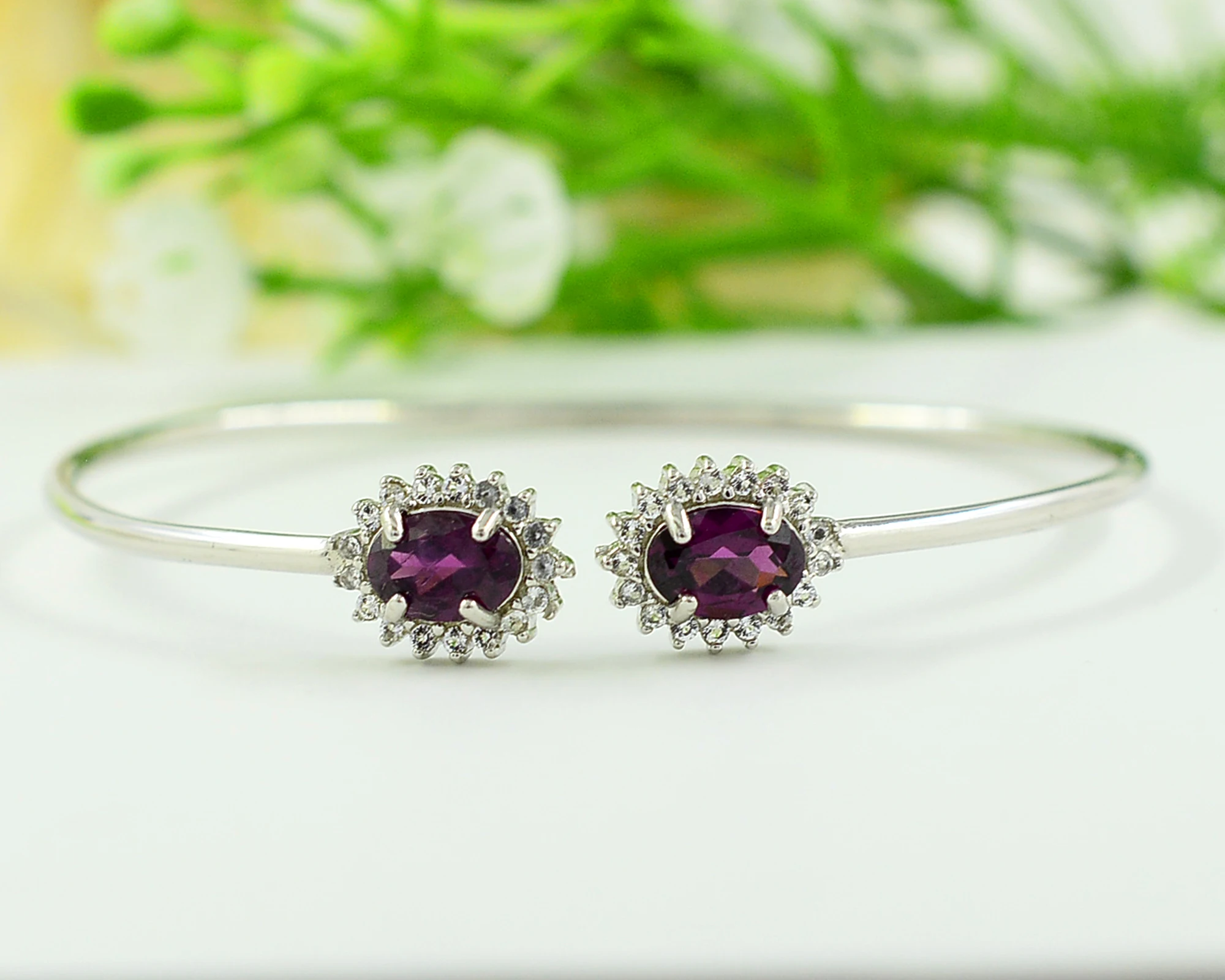 Высококачественный родолит гранат 7x5 мм натуральный драгоценный камень 925 твердый серебро для женщин регулируемые манжеты Бенгальский от Jaipur производитель